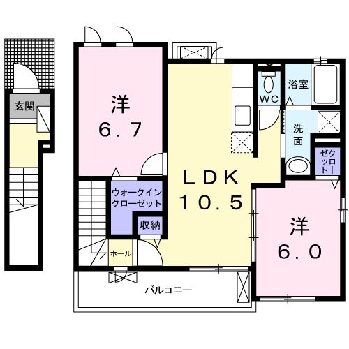 横浜市中区本牧大里町のアパートの間取り