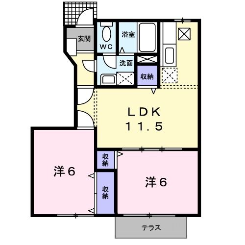 角田市梶賀のアパートの間取り