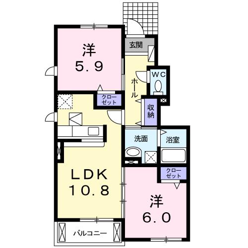 静岡県浜松市中央区和合北４（アパート）の賃貸物件の間取り