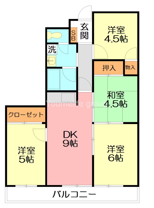 小田原市中曽根のマンションの間取り