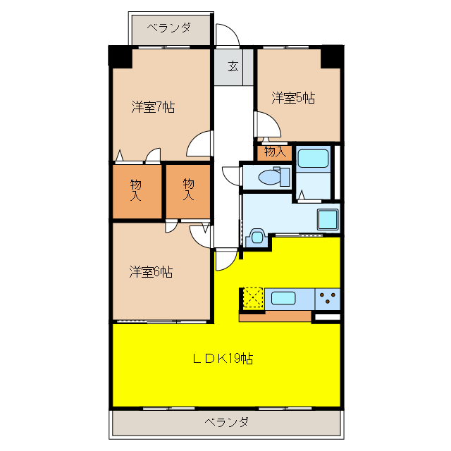 岐阜市宇佐南のマンションの間取り