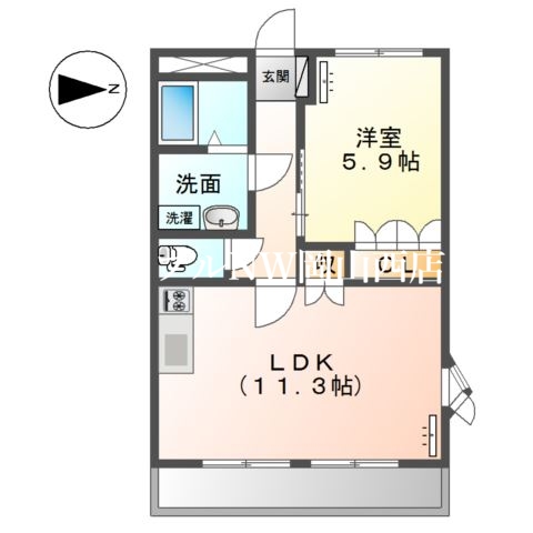 岡山市南区西市のマンションの間取り