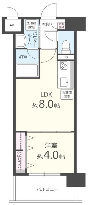 大阪市福島区海老江のマンションの間取り