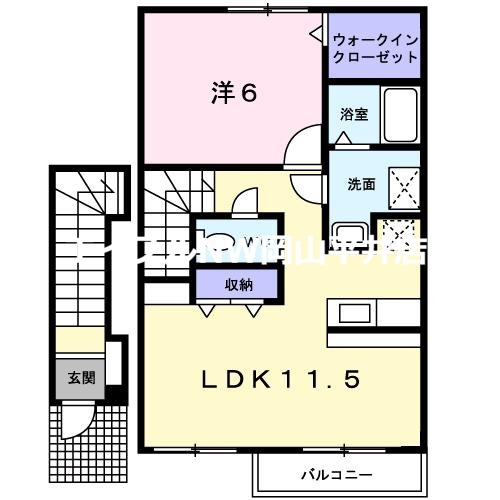 瀬戸内市長船町土師のアパートの間取り