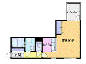 小樽市若竹町のアパートの間取り