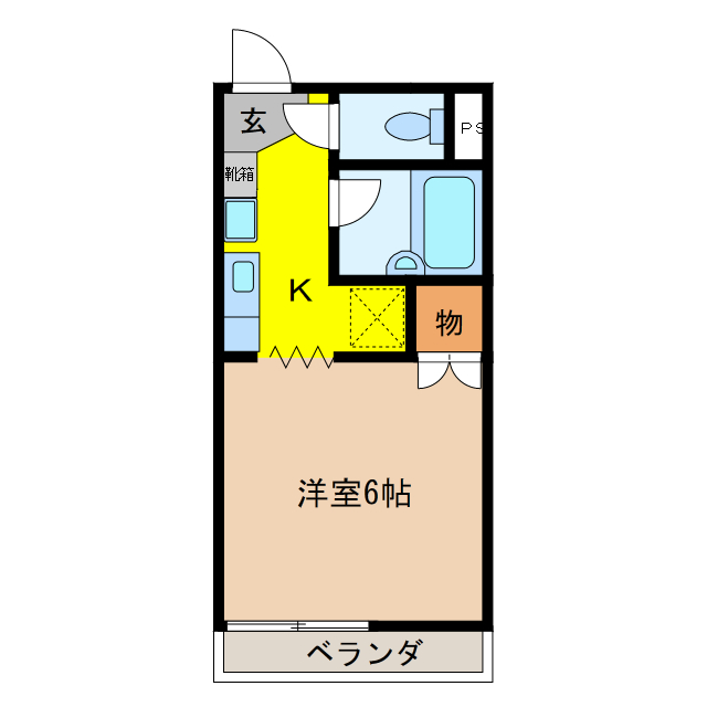 大垣市長沢町のアパートの間取り