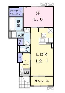 呉市西谷町のアパートの間取り