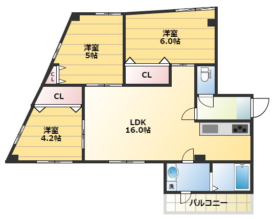 大村市東本町のマンションの間取り