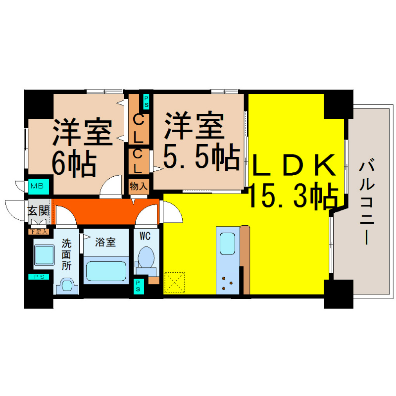 名古屋市港区名港のマンションの間取り