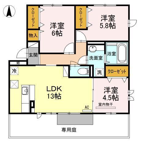 東広島市西条町御薗宇のアパートの間取り