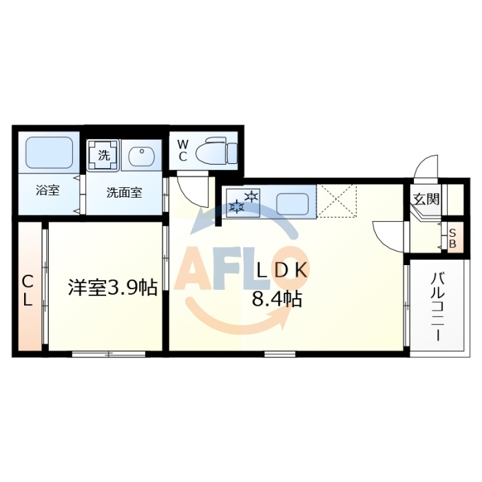 大阪市生野区中川西のアパートの間取り