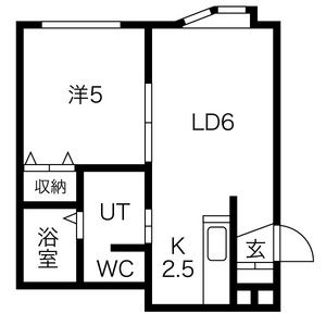 札幌市東区北四十五条東のアパートの間取り