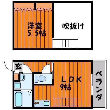 岡山市東区益野町のアパートの間取り