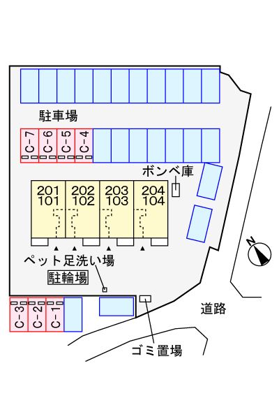 【アムールＣの駐車場】