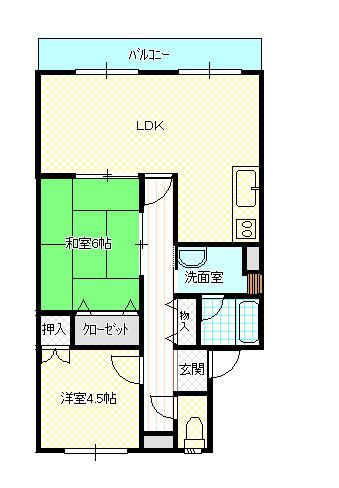 高岡市江尻のアパートの間取り