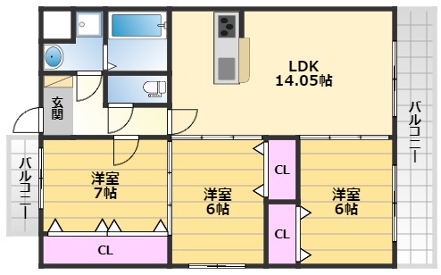 レーヴメゾン羽衣の間取り