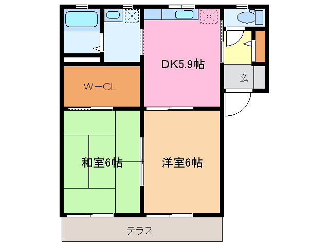 津市白山町南家城のアパートの間取り