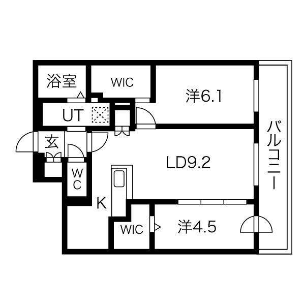 アルファスクエア北１２西３の間取り