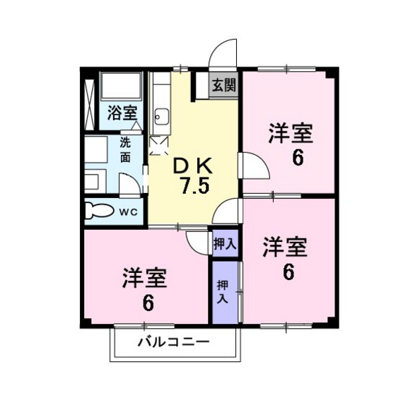 広島市安佐北区落合南のアパートの間取り