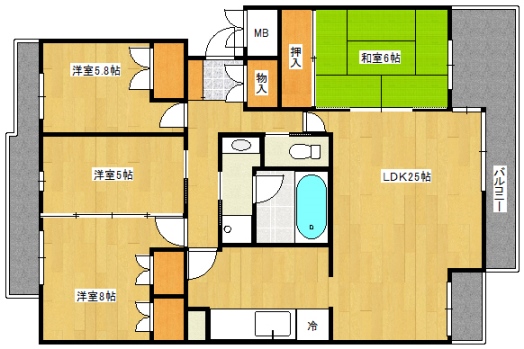 広島市西区庚午中のマンションの間取り