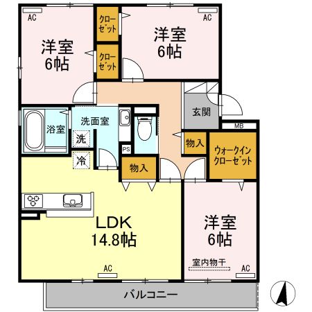 D-room桜町　A棟の間取り