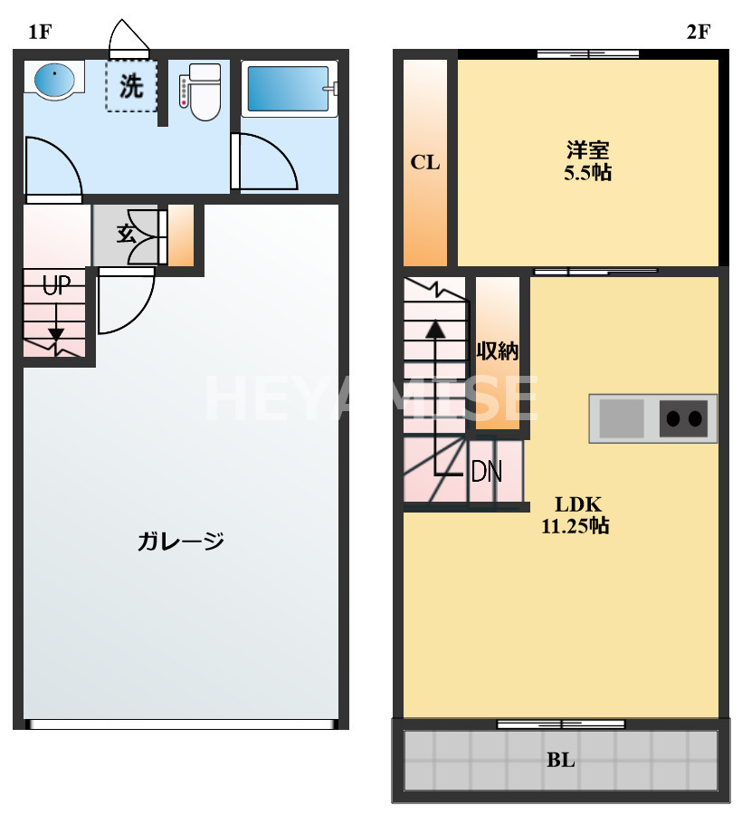 諫早市多良見町化屋のアパートの間取り