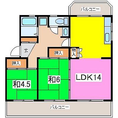 熊本市中央区国府のマンションの間取り