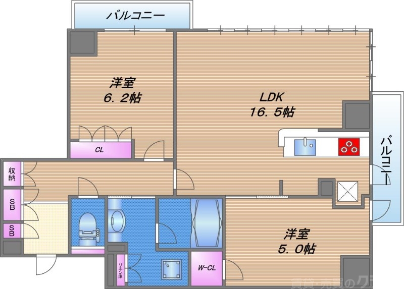 大阪市天王寺区筆ケ崎町のマンションの間取り