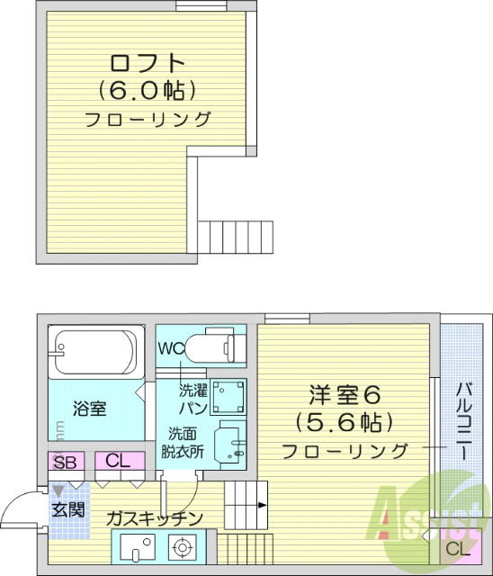 仙台市青葉区中江のアパートの間取り