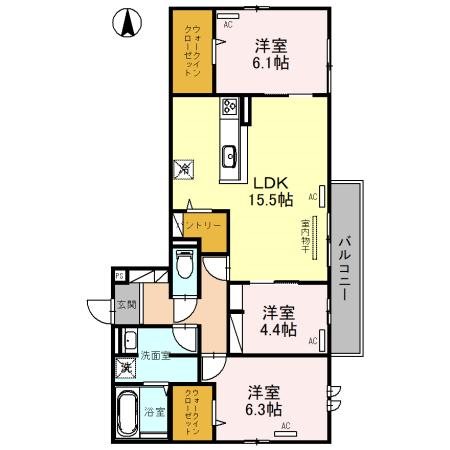 【大阪市住吉区墨江のアパートの間取り】