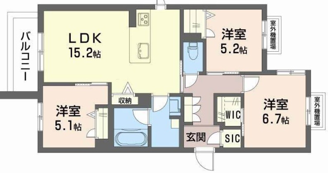 堺市北区北花田町のマンションの間取り