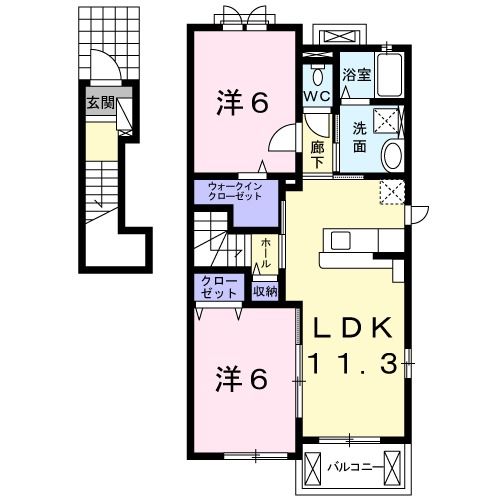 四日市市白須賀のアパートの間取り