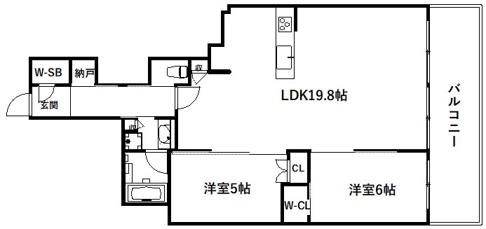 神戸市中央区新港町のマンションの間取り