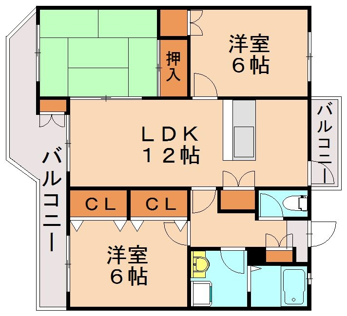 福津市小竹のマンションの間取り