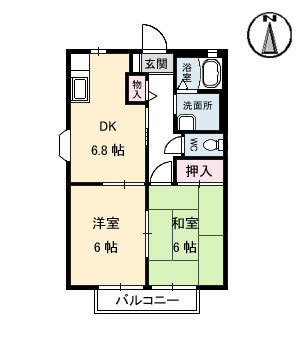 松山市高岡町のアパートの間取り