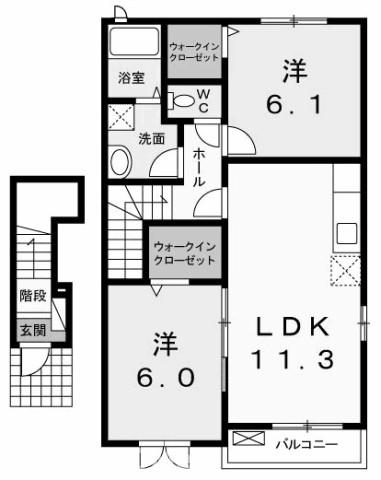 高崎市吉井町本郷のアパートの間取り