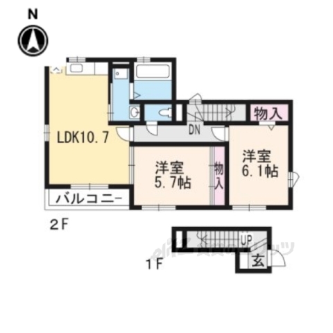 相楽郡精華町大字祝園のアパートの間取り