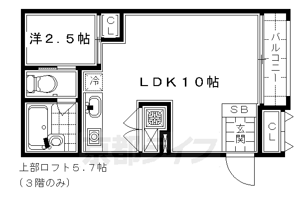 京都市下京区夷馬場町のマンションの間取り