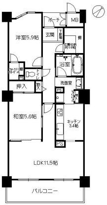 ＪＲ東海道本線 高槻駅 徒歩1分 28階建 築23年の間取り写真