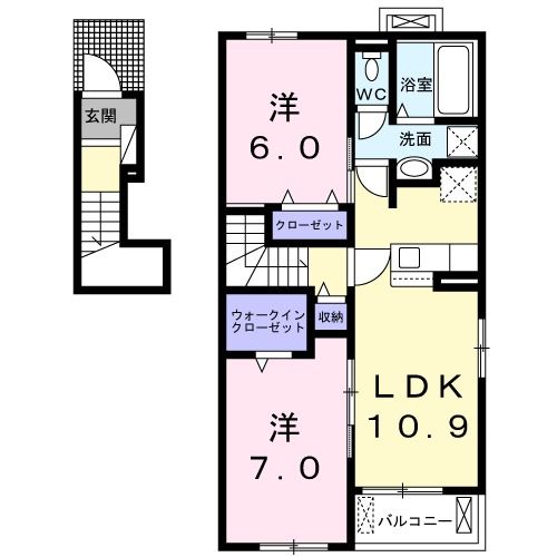 【倉敷市玉島乙島のアパートの間取り】