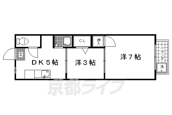 京都市北区紫竹上緑町のマンションの間取り