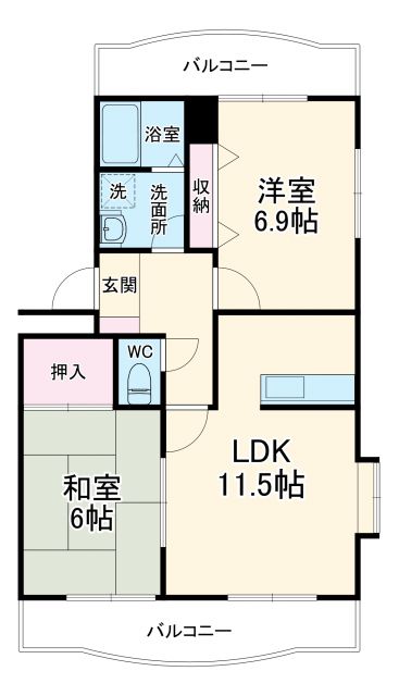 【浜松市中央区半田山のマンションの間取り】