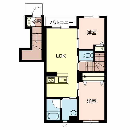 西脇市小坂町のアパートの間取り