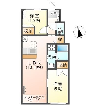 古河市三杉町のアパートの間取り