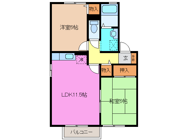 津市高茶屋小森町のアパートの間取り