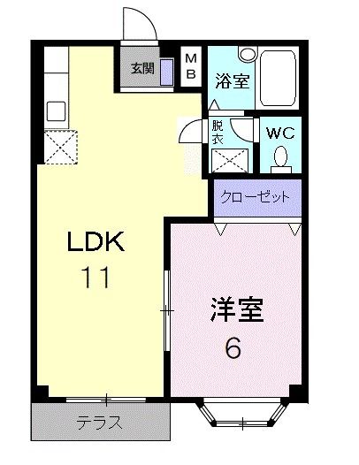 足利市小俣町のアパートの間取り