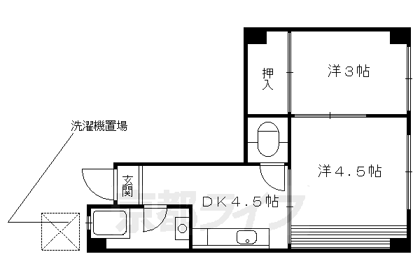 京都市伏見区深草下川原町のマンションの間取り