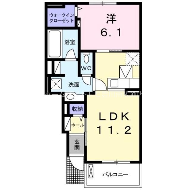 豊橋市野田町のアパートの間取り