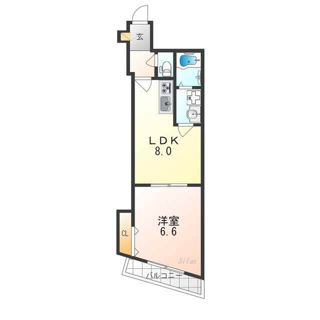 京都市右京区太秦森ケ前町のアパートの間取り