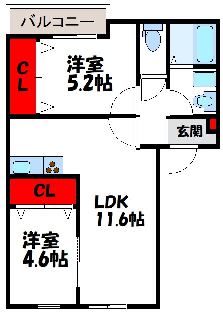 糟屋郡新宮町大字新宮のアパートの間取り